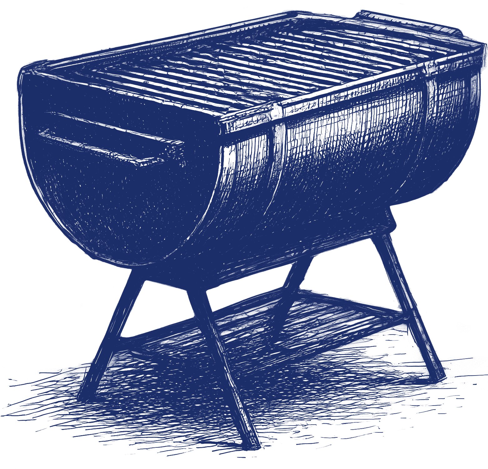 Half-drum barbecue illustration — the DaSilva origin